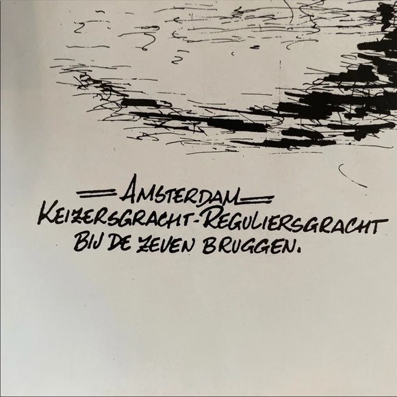 *SOLD on ♏️* Amsterdam Scenic Bridge B&W Ink Sketch Print - Picture 5 of 5